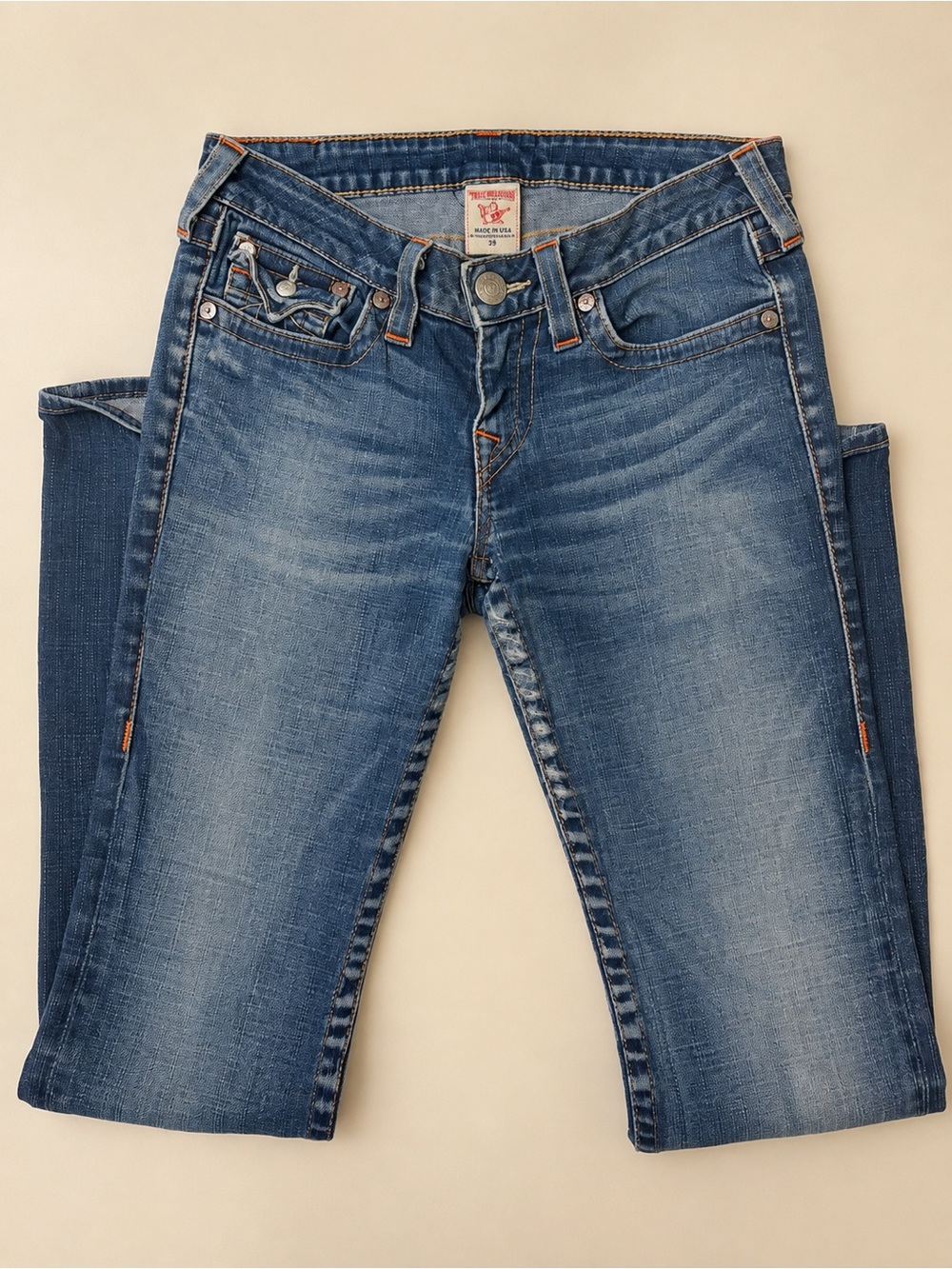 True Religion Joey Low Rise wide leg Jeans Size 29 Made in USA Y2K